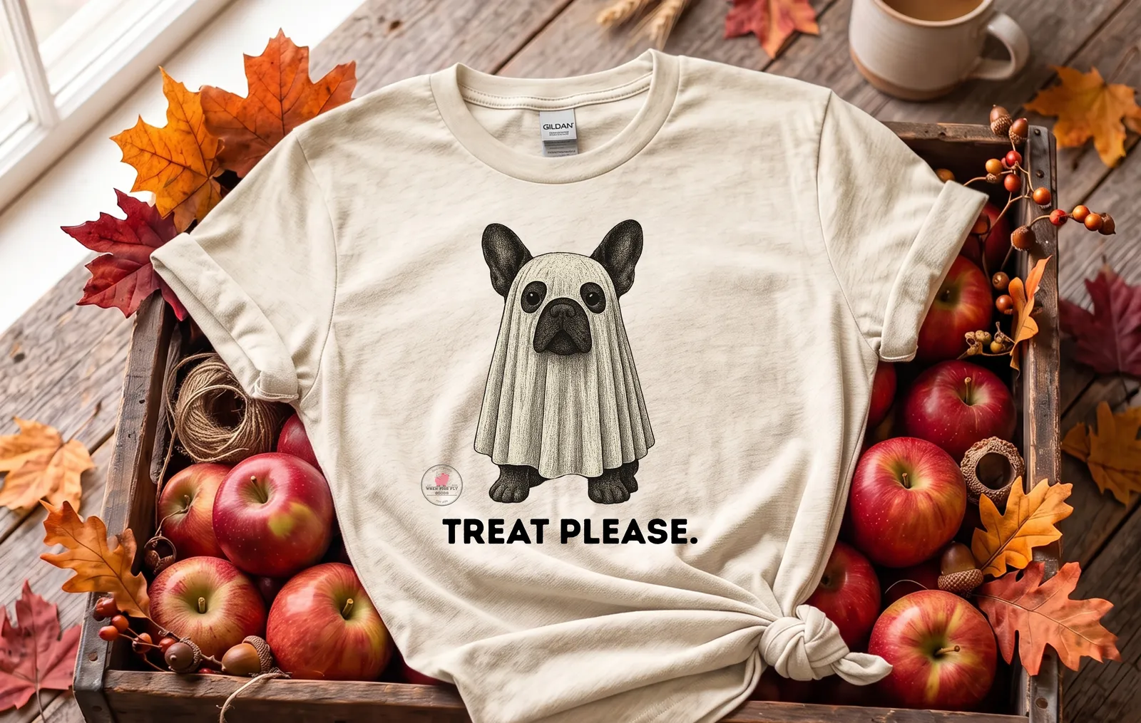 French Bulldog Ghost with "Treat Please" Tee by When Pigs Fly Goods