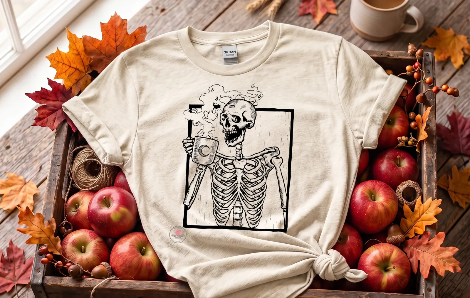 Halloween Skeleton Coffee Tee by When Pigs Fly Goods