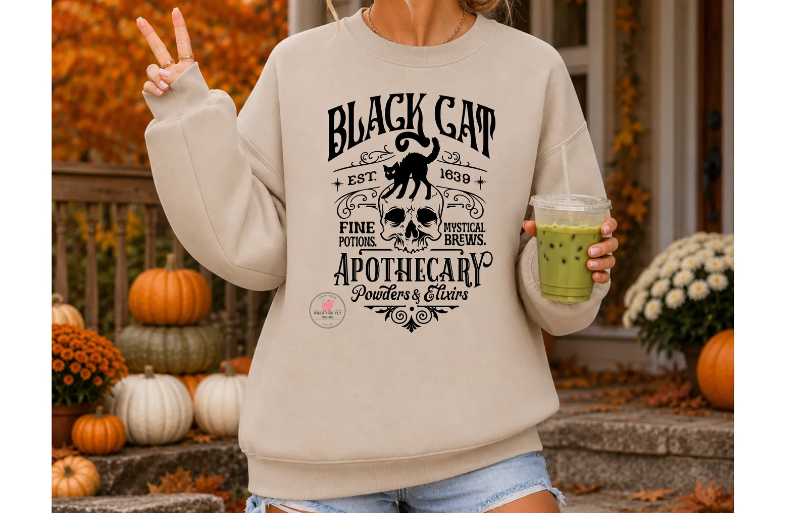 Black Cat Apothecary Sweatshirt by When Pigs Fly Goods