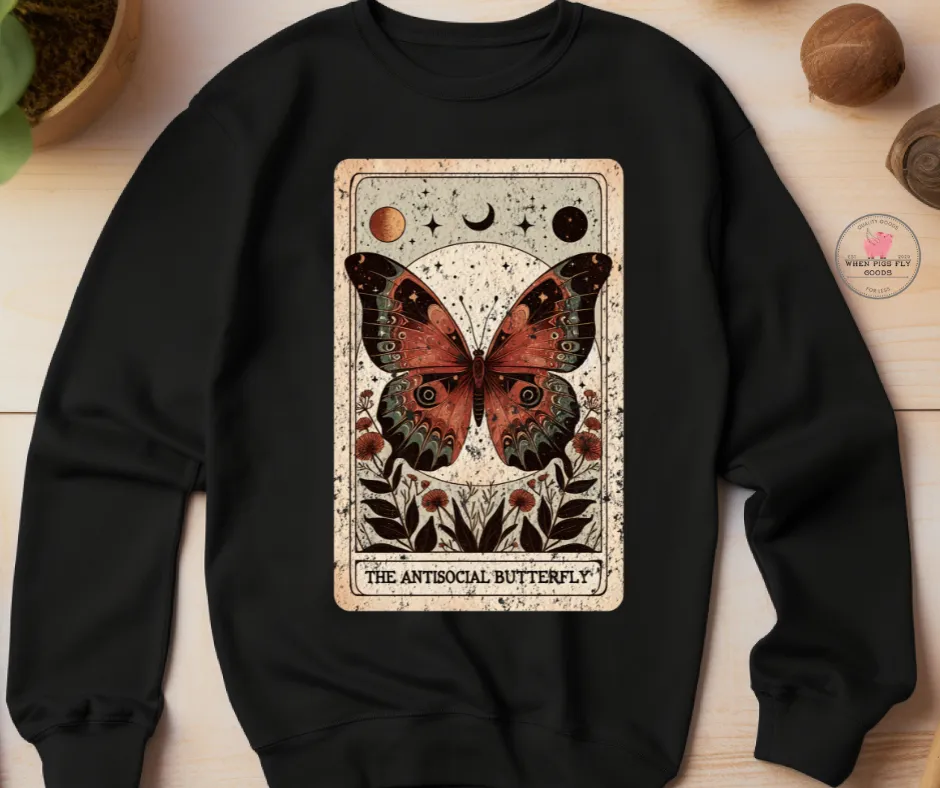 The Anti-Social Butterfly Tarot Card Sweatshirt by When Pigs Fly Goods