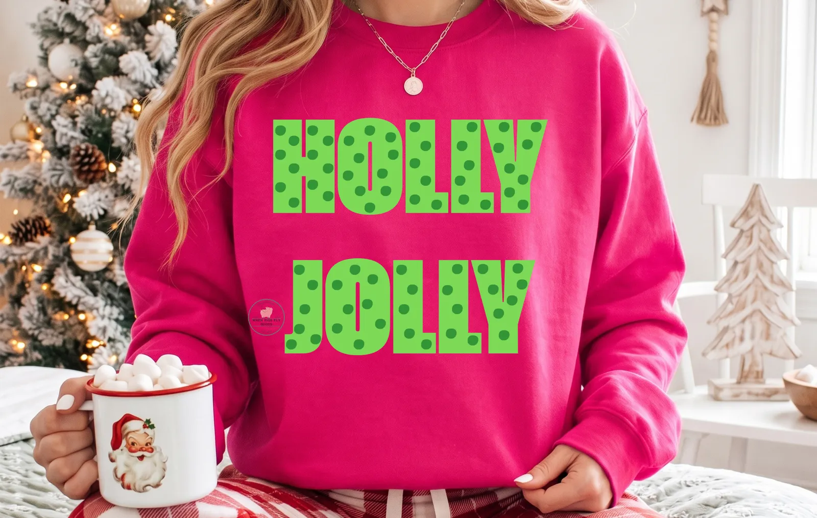 Green Polka Dot Holly Jolly Sweatshirt by When Pigs Fly Goods