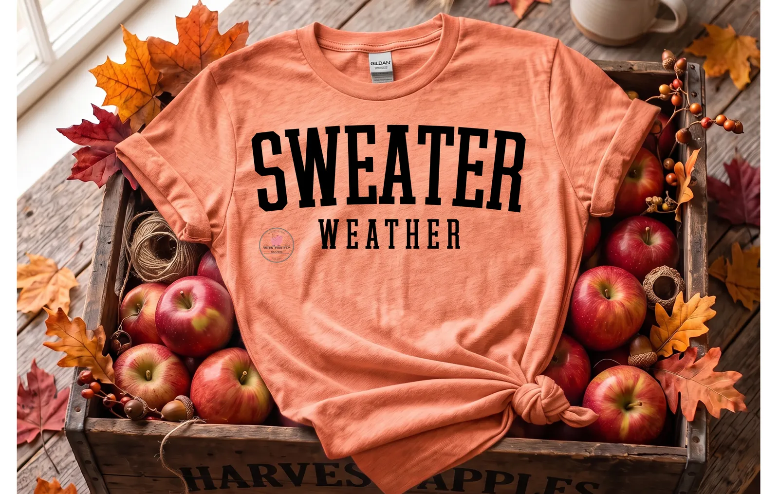 Fall Sweater Weather Tee by When Pigs Fly Goods