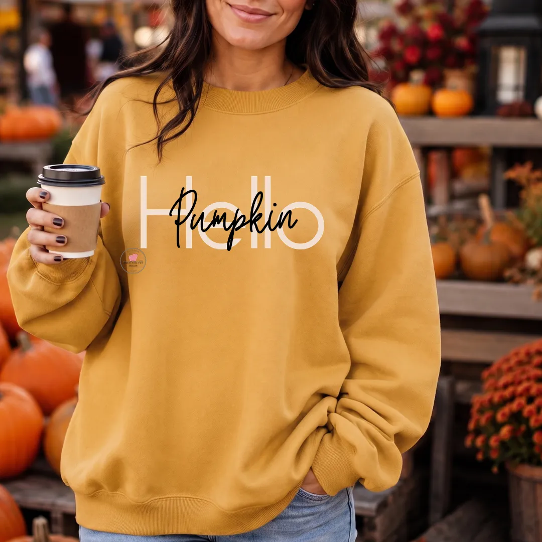 Hello Pumpkin in Pink Sweatshirt by When Pigs Fly Goods