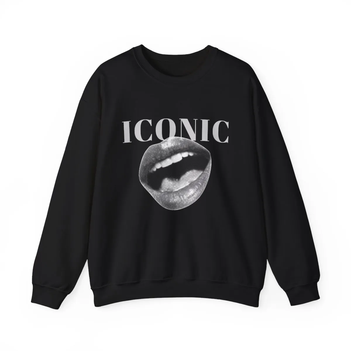 Iconic Retro Lips Black Sweatshirt by When Pigs Fly Goods