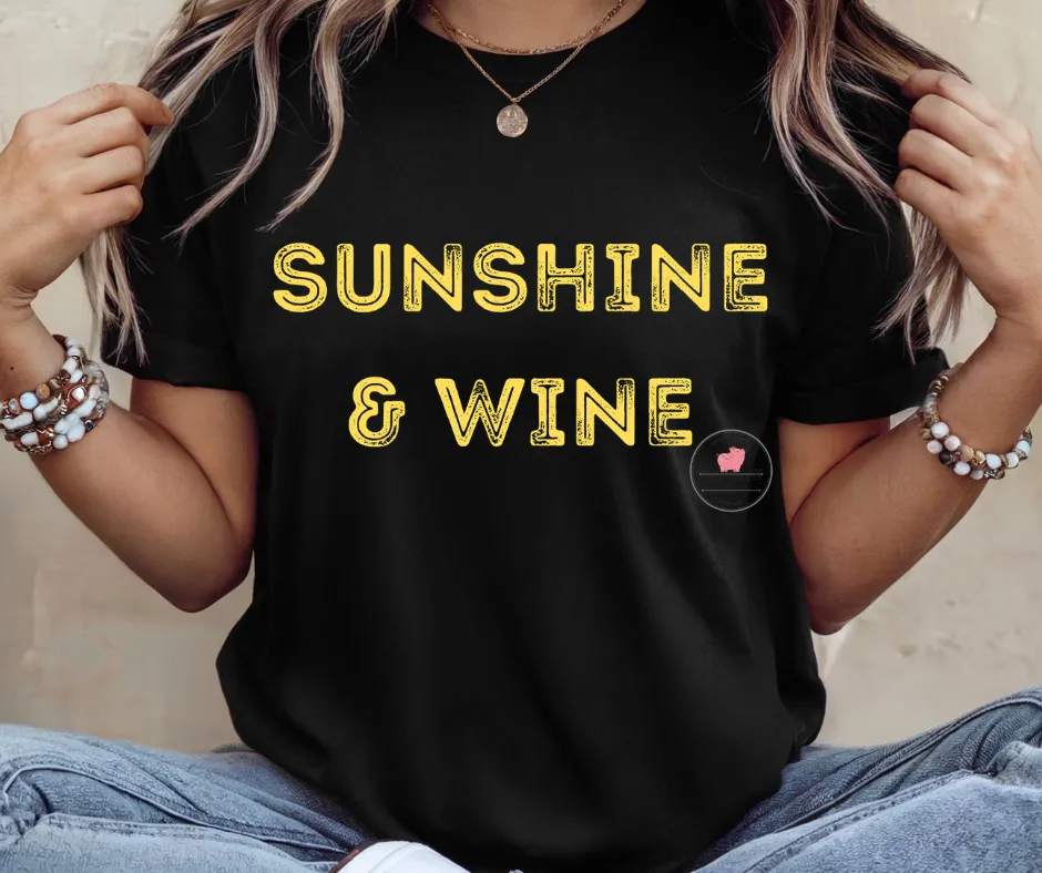 Yellow Sunshine & Wine Tee by When Pigs Fly Goods