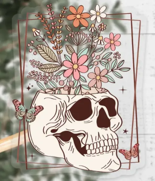 Vinyl clear skull Sticker by When Pigs Fly Goods
