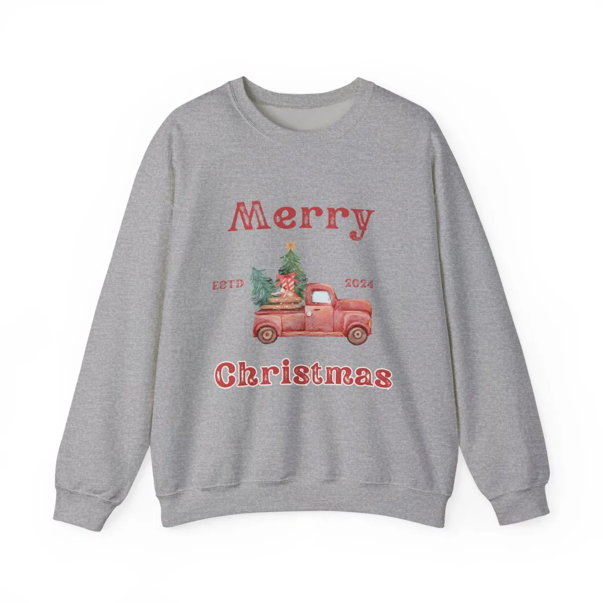 Merry Christmas Vintage Truck Sweatshirt by When Pigs Fly Goods